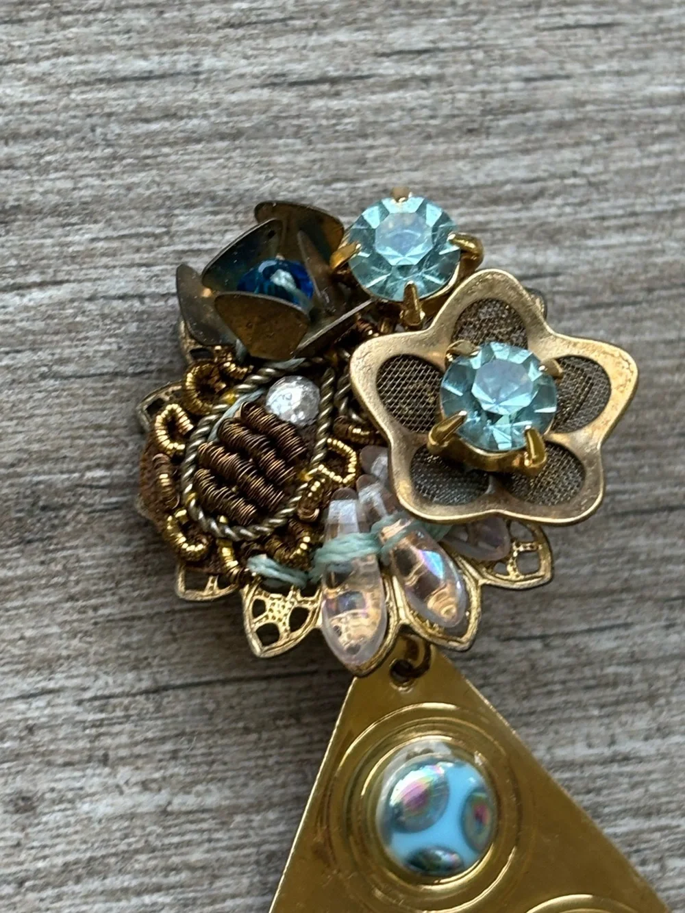 Mercedes Salazar Gold and Turquoise Tassel Drop Earrings Colombian
